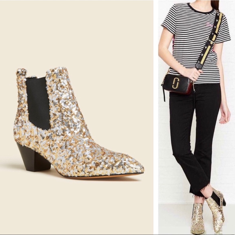 MARC JACOBS Kim Chelsea Sequin Ankle Boot Glitter - Picture 1 of 8
